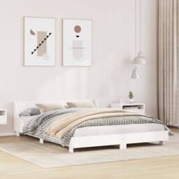 Berkfield Home Modern Bed Frame without Mattress White 150x200 cm King Size Soli - thumbnail 2