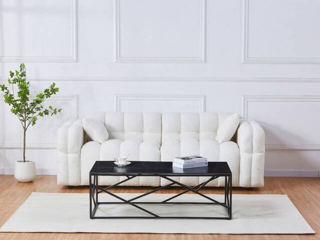 Vente-unique Ceramic & Metal Coffee Table - Black Marble Effect - MELRONE - image 1
