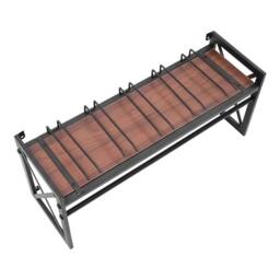Kelvenix Wine Rack Gin Shelf Rack Bottle 5 Glass Holder Wall Mounted in Black - Size: 0.6m2 - thumbnail 4