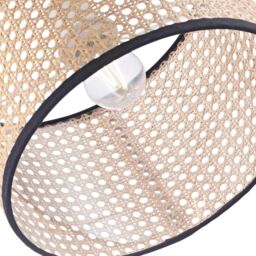 Happy Homewares Natural Wicker Rattan Drum Shaped Pendant Lamp Shade with Black Cotton Trims in Brown - thumbnail 4