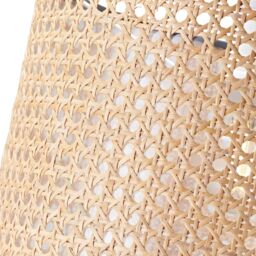 Happy Homewares Natural Wicker Rattan Drum Shaped Pendant Lamp Shade with Black Cotton Trims in Brown - thumbnail 3