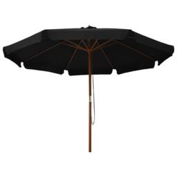 Berkfield Home Outdoor Parasol with Wooden Pole 330 cm Black - thumbnail 3