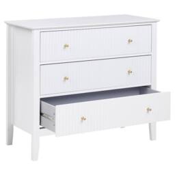 Wyld and Coco 3-Drawer Chest White MDF with Gold Handles - thumbnail 5