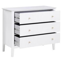 Wyld and Coco 3-Drawer Chest White MDF with Gold Handles - thumbnail 6