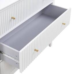 Wyld and Coco 3-Drawer Chest White MDF with Gold Handles - thumbnail 7