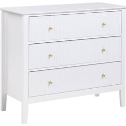 Wyld and Coco 3-Drawer Chest White MDF with Gold Handles - thumbnail 2
