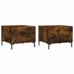 Berkfield Home Decorative Coffee Tables 2 pcs Smoked Oak 50x50x40 cm Engineered Wood in Brown - Size: 50 x 50 x 40 cm - thumbnail 3