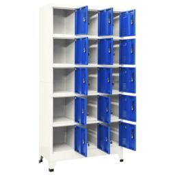 Berkfield Home Locker Cabinet Grey & Blue 90x40x180 cm Steel - Size: 90 x 40 x 180 cm - thumbnail 3