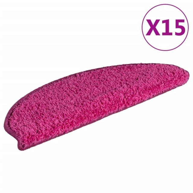 Berkfield Home Carpet Stair Treads 15 pcs Pink 65x21x4 cm - Size: Medium - image 1