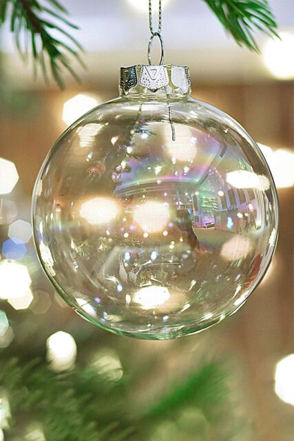Living and Home 5 Pcs 6cm Rainbow Glass Ornament Balls for Christmas Tree Decor in Clear - image 1