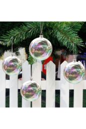 Living and Home 5 Pcs 6cm Rainbow Glass Ornament Balls for Christmas Tree Decor in Clear - thumbnail 4