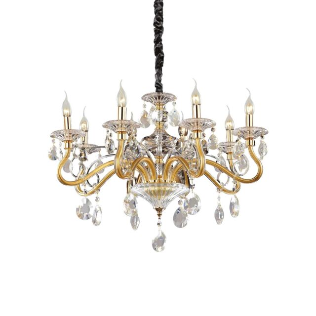 Netlighting Negresco 8 Light Chandelier Gold Finish E14 - image 1