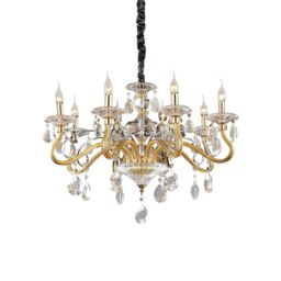Netlighting Negresco 8 Light Chandelier Gold Finish E14 - thumbnail 1