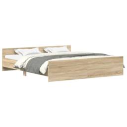 Berkfield Home Bed Frame with Headboard & Footboard Sonoma Oak 160x200 cm in Light Tan
