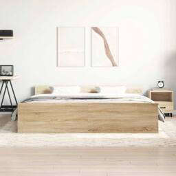 Berkfield Home Bed Frame with Headboard & Footboard Sonoma Oak 160x200 cm in Light Tan - thumbnail 4