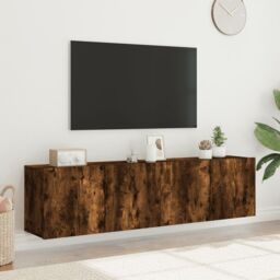 Berkfield Home TV Cabinets Wall-mounted 2 pcs Smoked Oak 80x30x41 cm in Brown - Size: 80 x 30 x 41 cm - thumbnail 4
