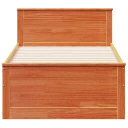 Berkfield Home Bed Frame Frame with Headboard Wax Brown 75x190 cm Small Single S… - thumbnail 4