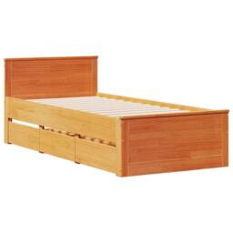 Berkfield Home Bed Frame Frame with Headboard Wax Brown 75x190 cm Small Single S… - thumbnail 3