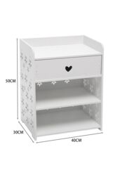 Living and Home 4-tier Hollow Carved Flower Pattern Wooden Side Table Nightstand with Drawer for Bedroom White - thumbnail 6