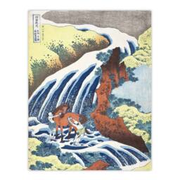 "Artery8 Waterfall Yoshitsune Horse Japan Vintage Wall Art Print Hokusai in Blue - Size: W12"" x H16""" - thumbnail 1
