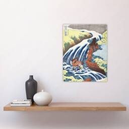 "Artery8 Waterfall Yoshitsune Horse Japan Vintage Wall Art Print Hokusai in Blue - Size: W12"" x H16""" - thumbnail 4
