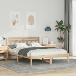 Berkfield Home with Headboard Brown 120 x 190 cm Pine wood in Beige - thumbnail 1
