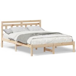 Berkfield Home with Headboard Brown 120 x 190 cm Pine wood in Beige - thumbnail 4