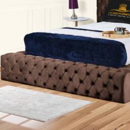 UK Bed Furniture Ambassador Upholstered Bed Frame with 54-inch Headboard - Slatted Base in Brown - Size: Double - thumbnail 3