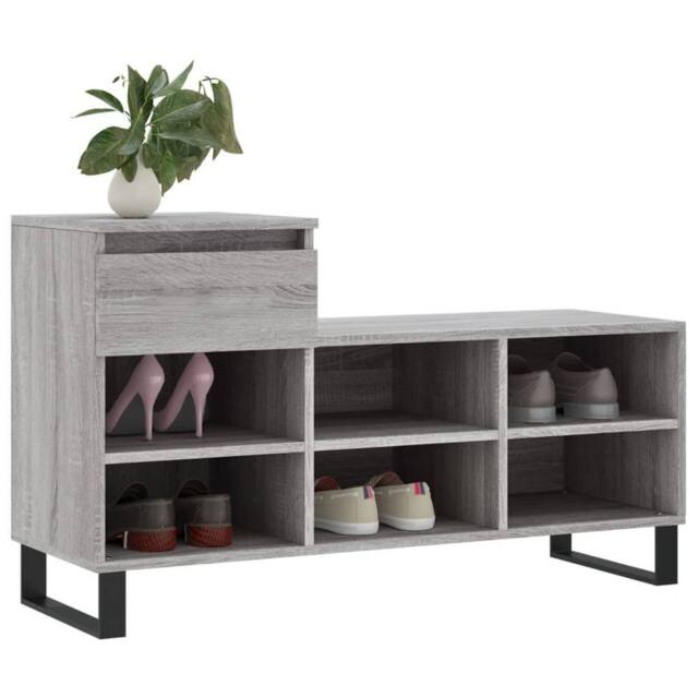 Berkfield Home Shoe Cabinet Grey Sonoma 102x36x60 cm Engineered Wood - Size: 102 x 36 x 60 cm - image 1