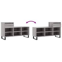 Berkfield Home Shoe Cabinet Grey Sonoma 102x36x60 cm Engineered Wood - Size: 102 x 36 x 60 cm - thumbnail 9