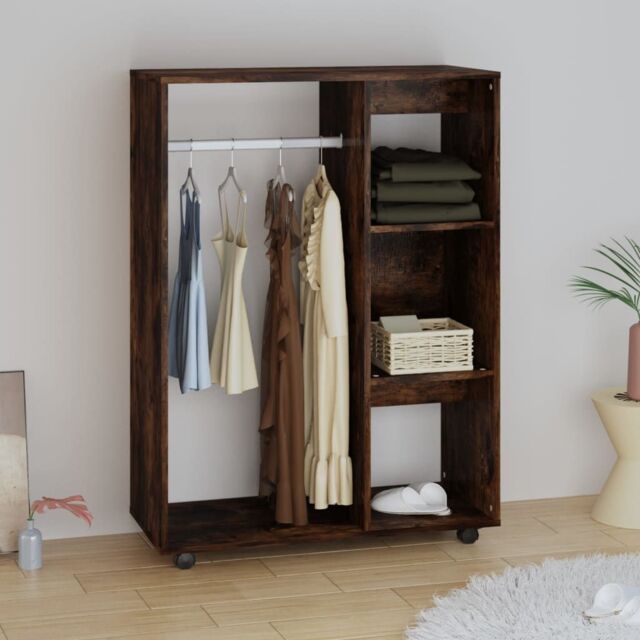 Berkfield Home Wardrobe Smoked Oak 80x40x110 cm Engineered Wood in Brown - Size: 80 x 40 x 110 cm - image 1