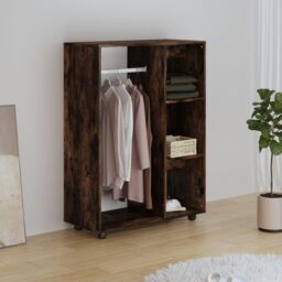 Berkfield Home Wardrobe Smoked Oak 80x40x110 cm Engineered Wood in Brown - Size: 80 x 40 x 110 cm - thumbnail 3