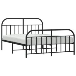 Berkfield Home Metal Bed Frame with Headboard & Footboard Black 140x190 cm - thumbnail 4
