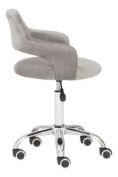 Orsina Comfortable Grey Velvet Home Office Chair with Curved Back, Ergonomic Work For Office, Movable Chair in Silver - thumbnail 4