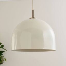 First Choice Lighting Oberon - Antique Brass Ceiling Pendant Light with White Shade in Cream - thumbnail 4
