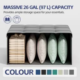MCC Direct 76cm Rectangular Ottoman Foldable Storage Bench Upholstered Foot Rest in Green - thumbnail 6