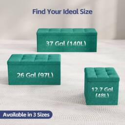 MCC Direct 76cm Rectangular Ottoman Foldable Storage Bench Upholstered Foot Rest in Green - thumbnail 3
