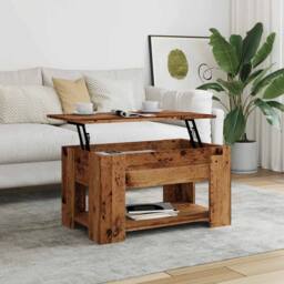 Berkfield Home Modern Coffee Table Old Wood 79x49x41 cm Engineered Wood in Brown - Size: 79 x 49 x 41 cm - thumbnail 4