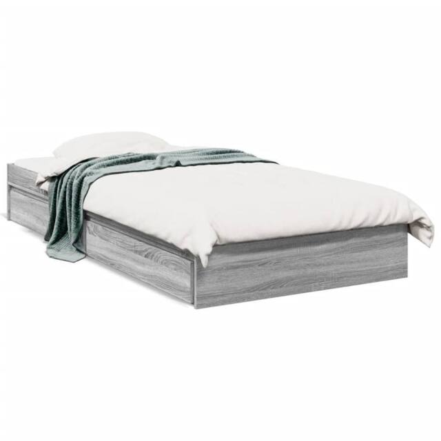 Berkfield Home Bed Frame with Drawers without Mattress Grey Sonoma 90x190 cm Single - image 1