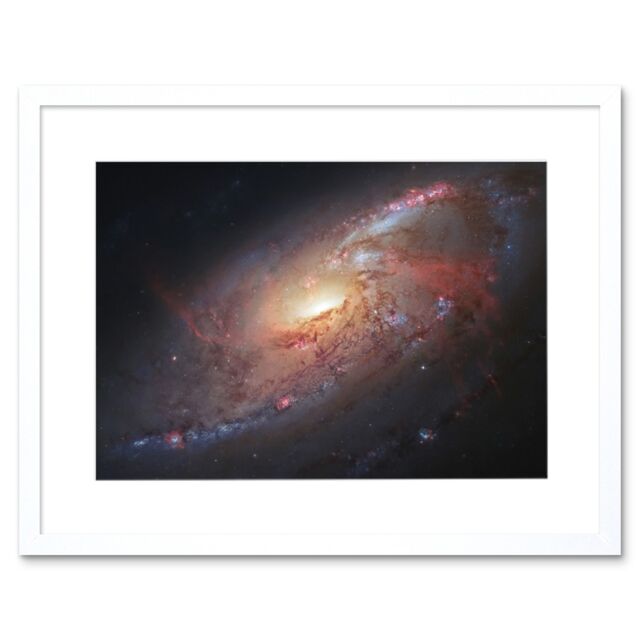 Artery8 Wall Art Print Hubble Space Astronomy Galaxy M106 Hybrid Photo Of Spiral NGC 4258 w/ Ground Based Observations From Gendler & Gabany Artwork - image 1
