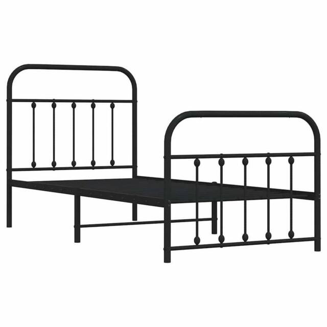 Berkfield Home Metal Bed Frame with Headboard & Footboard Black 90x190 cm Single - image 1