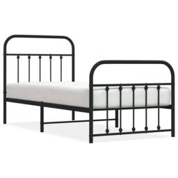 Berkfield Home Metal Bed Frame with Headboard & Footboard Black 90x190 cm Single - thumbnail 3