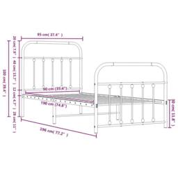 Berkfield Home Metal Bed Frame with Headboard & Footboard Black 90x190 cm Single - thumbnail 9