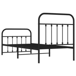 Berkfield Home Metal Bed Frame with Headboard & Footboard Black 90x190 cm Single - thumbnail 8