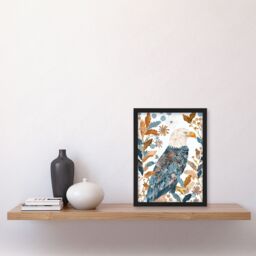 "Artery8 Bald Eagle on Autumn Tree Watercolour Folk Art Framed Wall Art - Size: W12"" x H16""" - thumbnail 4