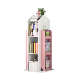 Neo Pink House Shaped 360° Rotating Kid's Children's Freestanding Bookshelf - thumbnail 2