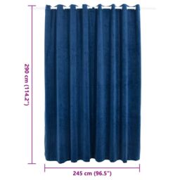 Berkfield Home Blackout Curtain with Metal Rings Velvet Dark Blue 290x245 cm - thumbnail 6
