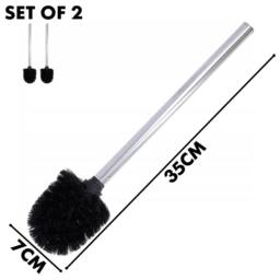 NESTLUNE 2x Toilet Brush Stainless Steel Bathroom Cleaning in Silver - thumbnail 2