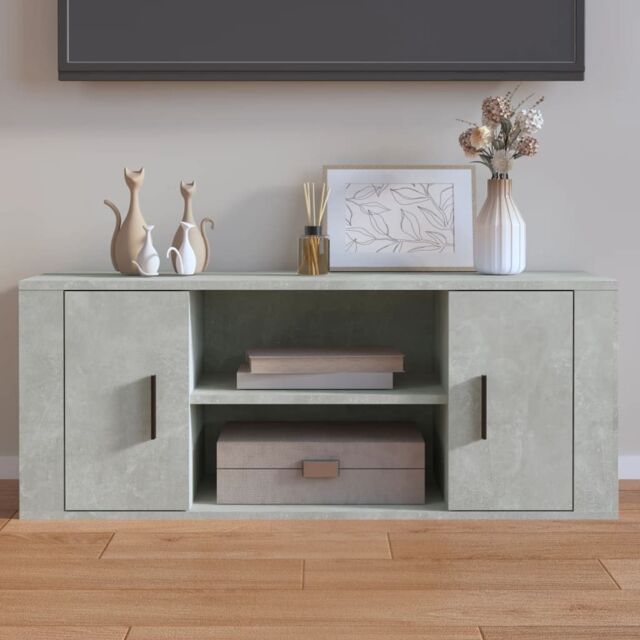 Berkfield Home TV Cabinet Concrete Grey 100x35x40 cm Engineered Wood - Size: 100 x 35 x 40 cm - image 1