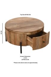 IH Design Margarita Natural Solid Wood Coffee Table With Metal Legs - thumbnail 7